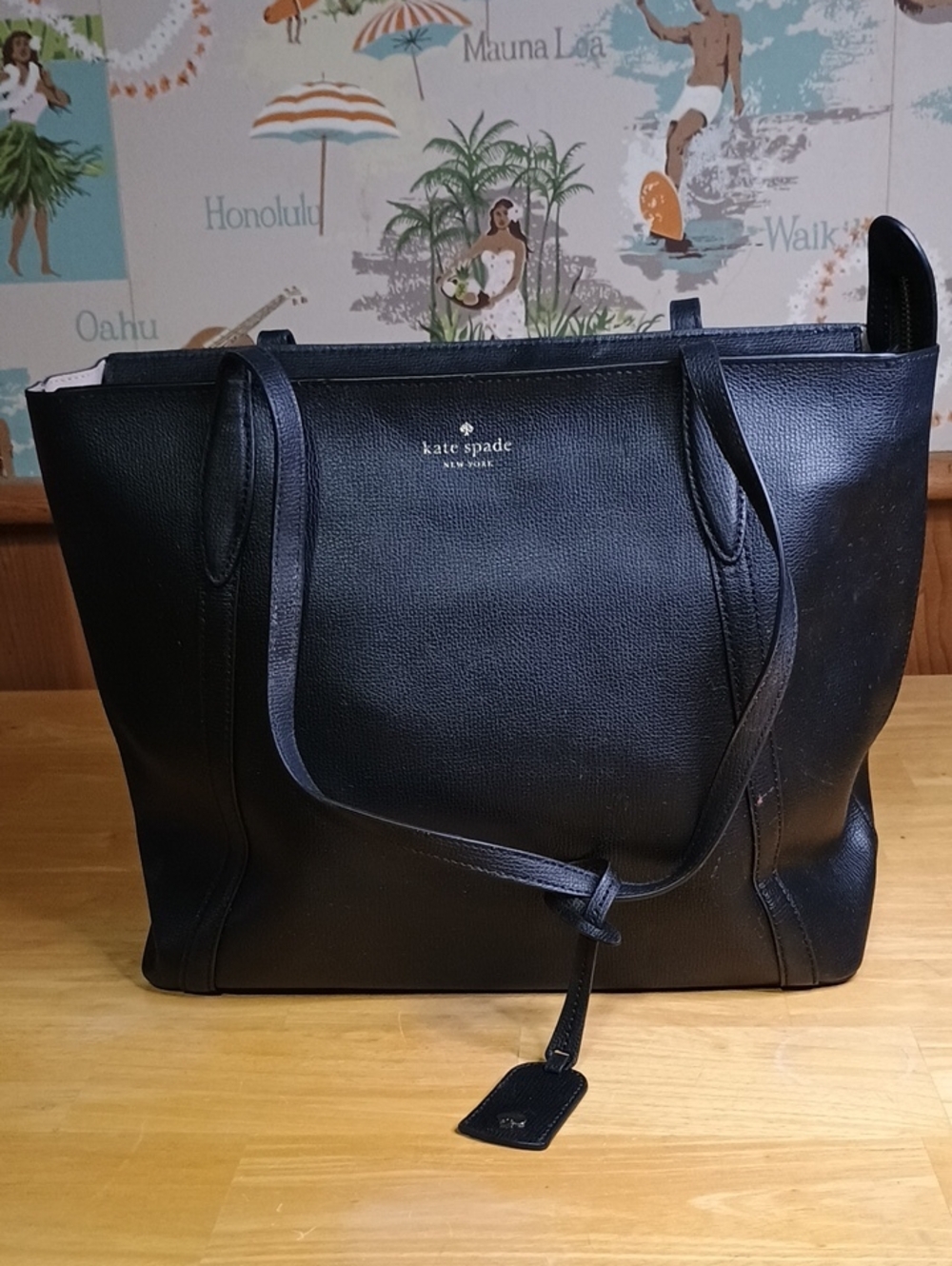 kate spade black leather tote